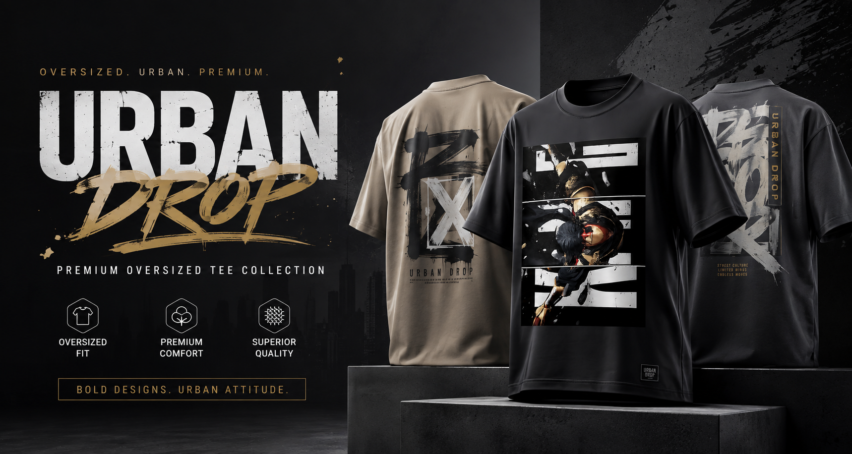 Urban drops designed oversized tees